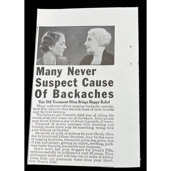 Other - Doan's Pills 1938 Vintage Print Ad Kidney Flush Out Backaches